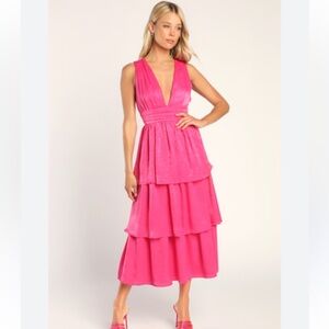 Lulu's Pink Midi Dress